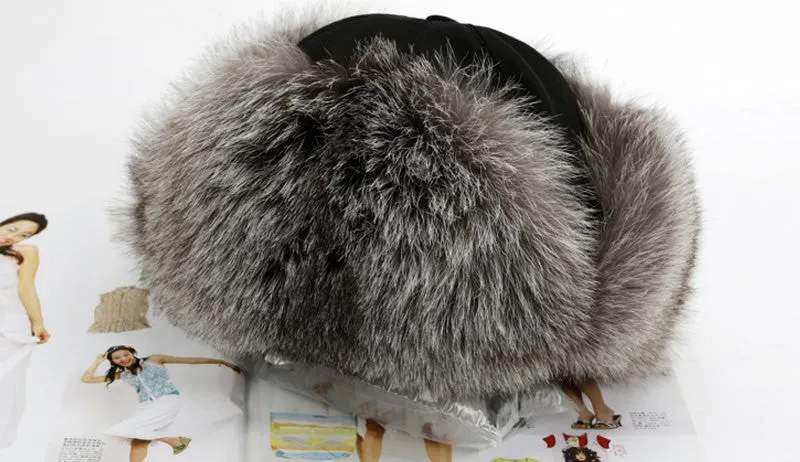 Winter Hats for Women Fox Fur Hat Bomber Hats  Millinery Ear Protector Cap 060101