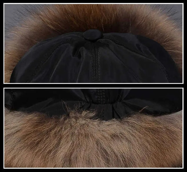 Winter Hats for Women Fox Fur Hat Bomber Hats  Millinery Ear Protector Cap 060101