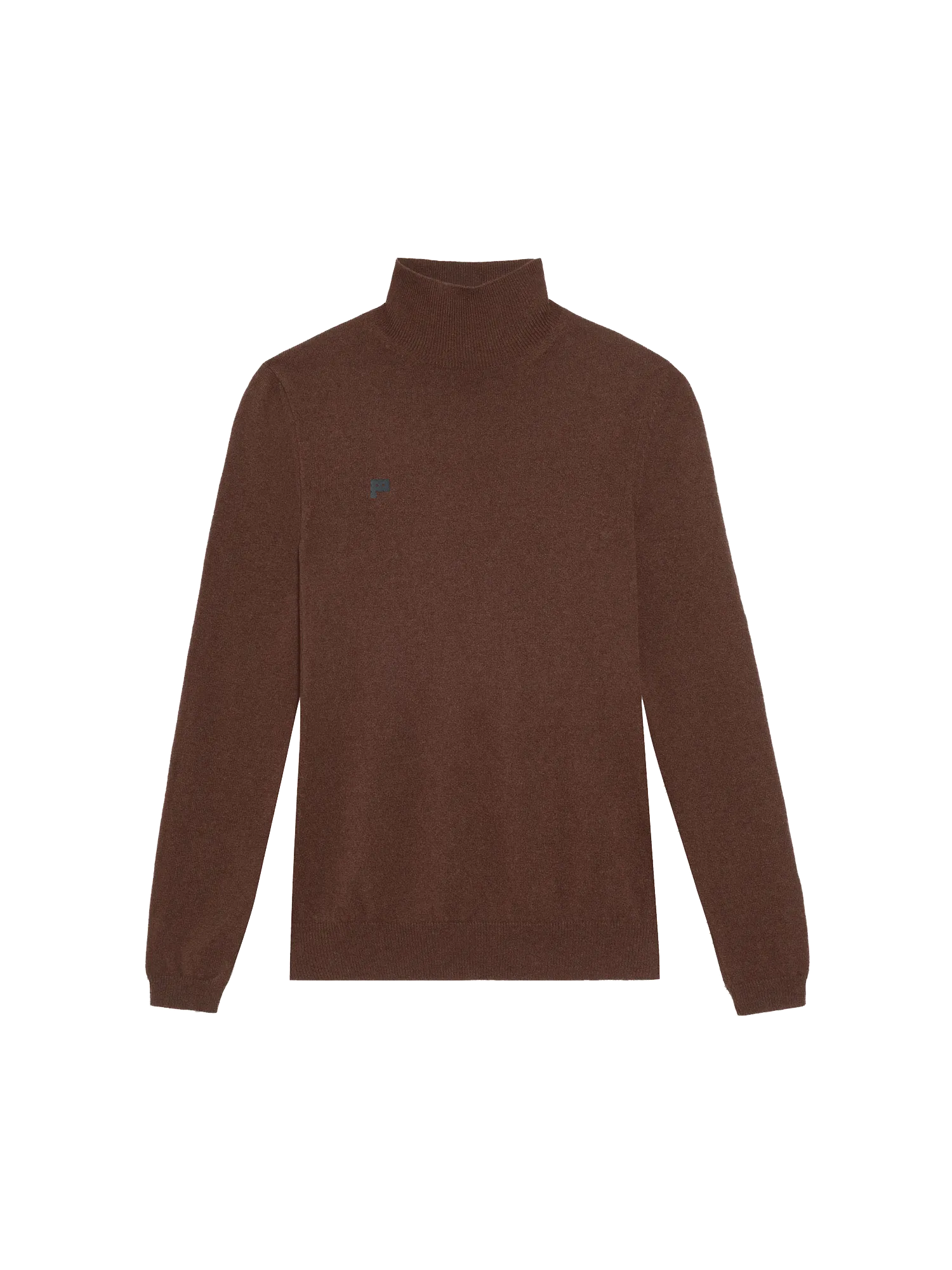 Women's Recycled Cashmere Fitted Turtleneck Top—chestnut brown